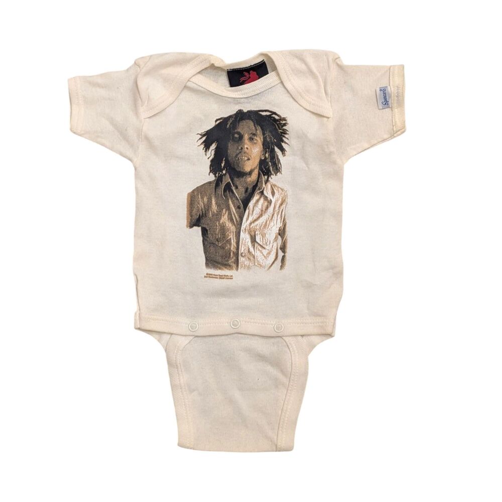 Vintage 2003 Bob Marley Baby Bodysuit Infant Small Zion Rootswear Cream Cotton